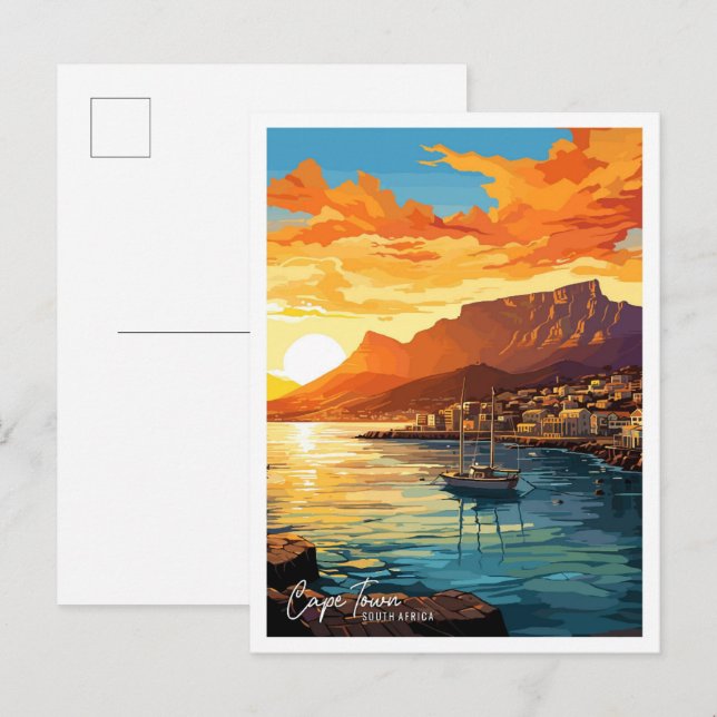 Kapstadt Südafrika Kunstreise Illustration Postkarte (Vorne/Hinten)
