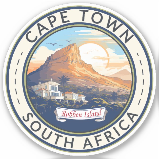 Kapstadt Südafrika Reisen Kunst Abzeichen Aufkleber (Vorderseite)