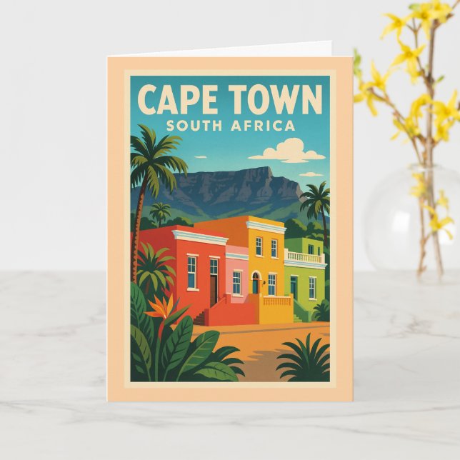 Kapstadt, Südafrika Reiseplakat, Karte (Gelbe Blume)