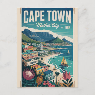Kapstadt Südafrika Retro-Reiseposter-Kunst Postkarte