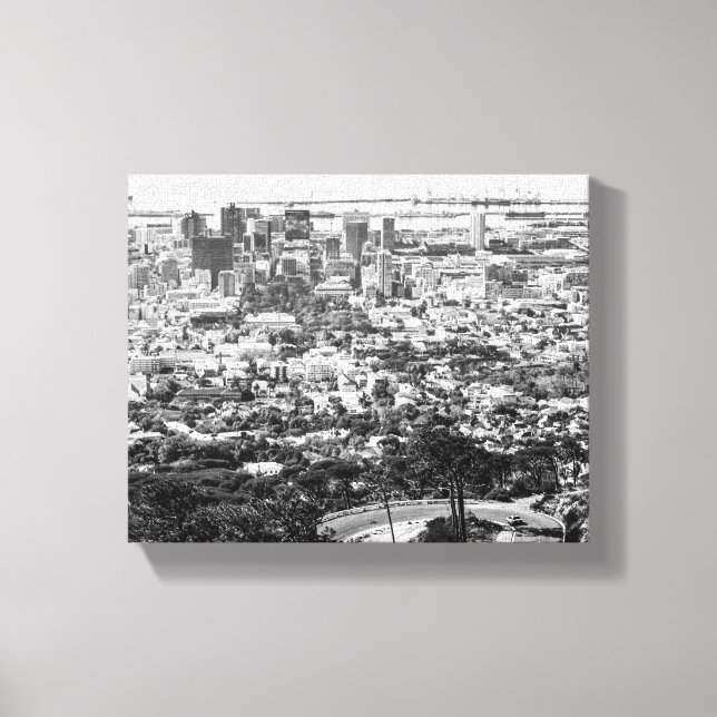 Kapstadt Südafrika Stadtbild Monochrome Leinwanddruck (Vorderseite)