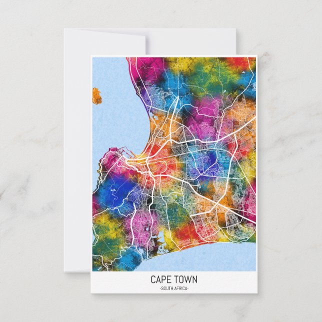 Kapstadt Südafrika Stadtplan Dankeskarte (Vorderseite)