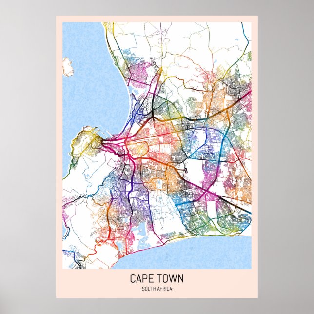 Kapstadt Südafrika Stadtplan Poster (Vorne)
