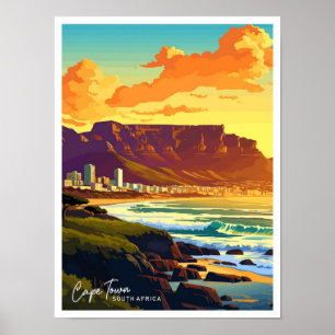 Kapstadt Südafrika Vintage Darstellung Poster