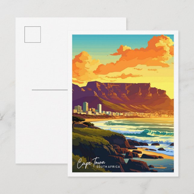 Kapstadt Südafrika Vintage Darstellung Postkarte (Vorne/Hinten)