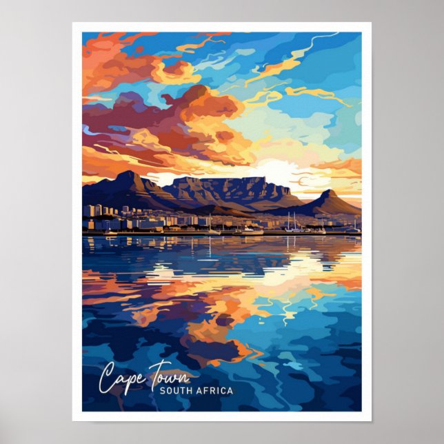 Kapstadt Südafrika Vintage Illustration Poster (Vorne)