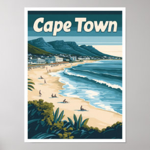 Kapstadt Südafrika Vintage Reiseillustration Poster