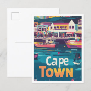 Kapstadt Südafrika Vintage Travel Illustration Postkarte
