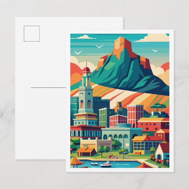 Kapstadt Südafrika Vintage Travel Illustration Postkarte (Vorne/Hinten)