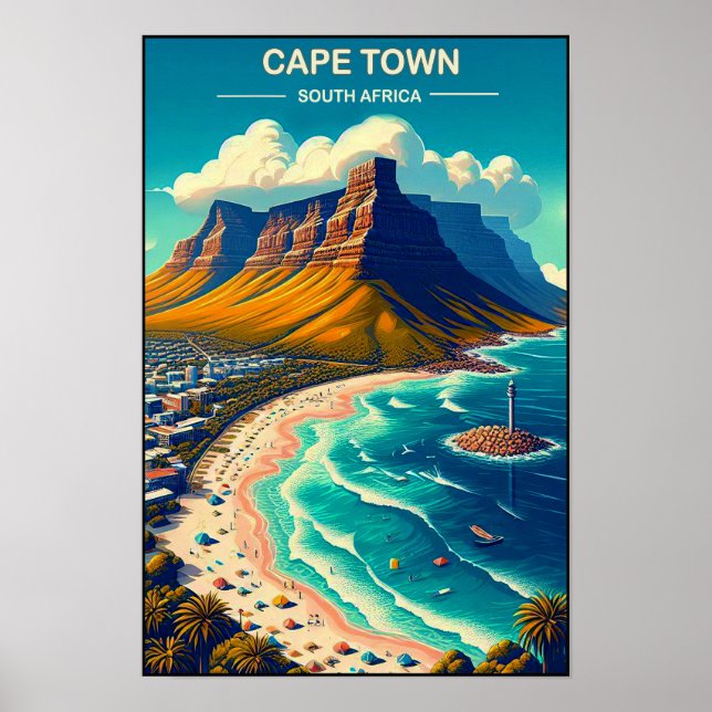 Kapstadt - Südafrika Vintage Travel Poster (Vorne)