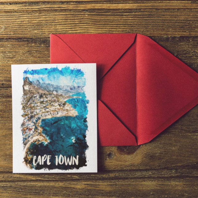 Kapstadt Südafrika Vintage Travel Postkarte (cape town south africa coastline postcard)