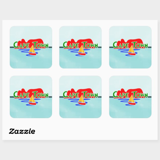 Kapstadt Tafelberg Blue Square Stickers (Blatt)