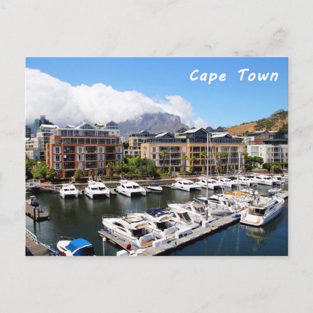 Kapstädter Hafen und Tafelberg Postkarte (Vorderseite)