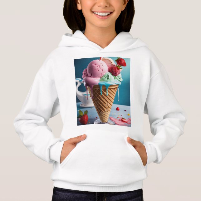Kapuzenpullover für Damen mit süßem Eis-Design | S Hoodie (Vorderseite)
