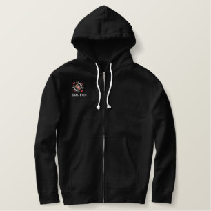 Kapuzenpullover mit Reißverschluss und Stickerei f