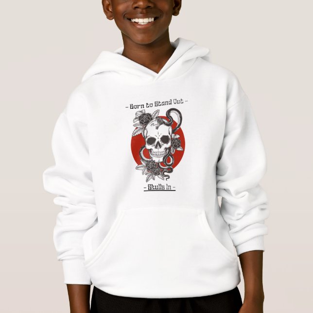 Kapuzenpullover mit Totenkopf-Design. Hoodie (Vorderseite)