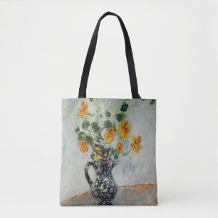 Kapuzinerkresse in einer blauen Vase von Monet Tasche