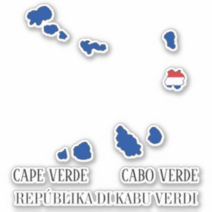 Kapverdische Flagge Karte Umriss Aufkleber
