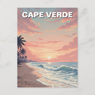 Kapverdischer Sonnenuntergang im Vintage-Stil Postkarte