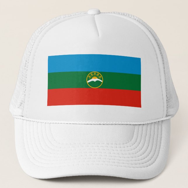 Karachay Cherkessia Flag Truckerkappe (Vorderseite)