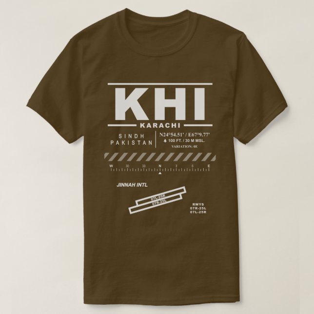 Karachi Jinnah Int'l Airport KHI Tee Shirt: (Design vorne)