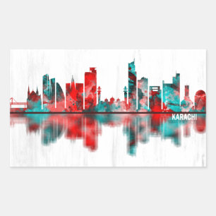 Karachi Skyline Pakistan Rechteckiger Aufkleber