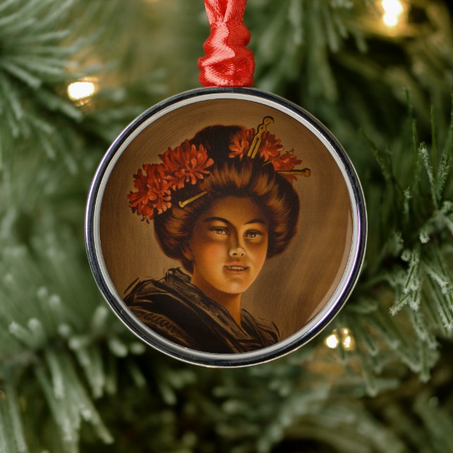 Karama: Japanische Romance Geisha-Schauspielerin Ornament Aus Metall (Baum)