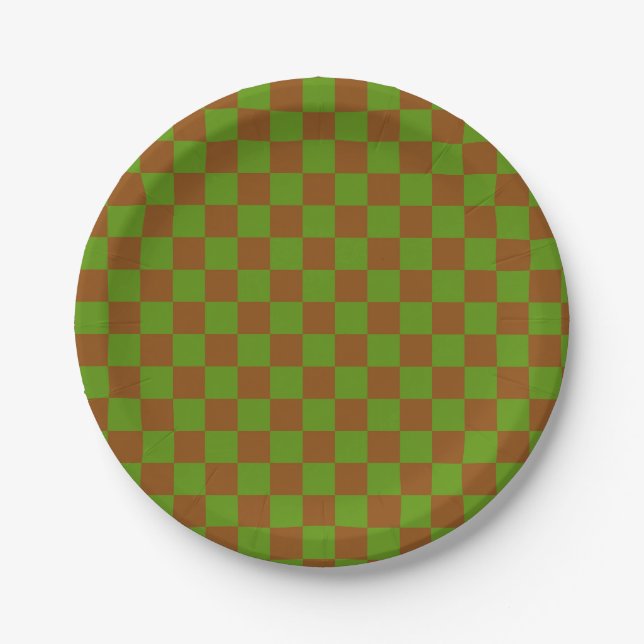 Karamell-Apfel-Schachbrettmuster Pappteller (Vorderseite)
