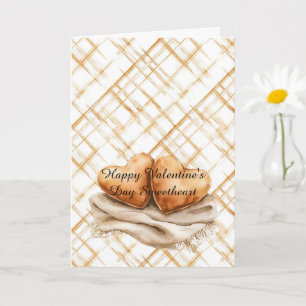 Karamell-Creme-Streifen-Herzkissen-Decke Liebe Karte