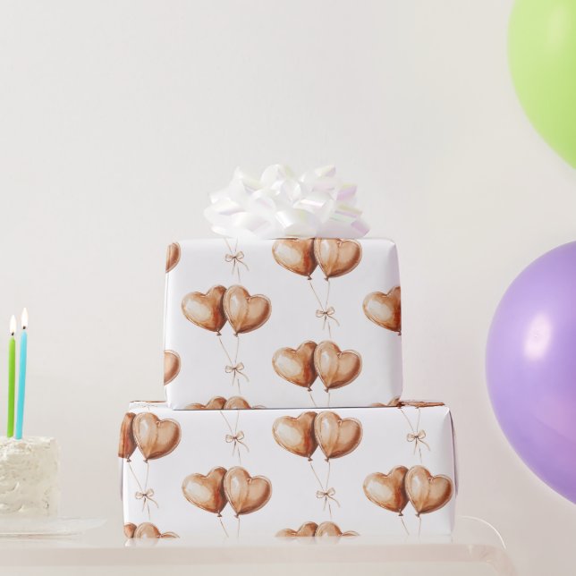 Karamell-Herzballons Geburtstag Geschenkpapier (Partygeschenke)