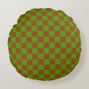 Karamellapfel-Karo-Muster Rundes Kissen
