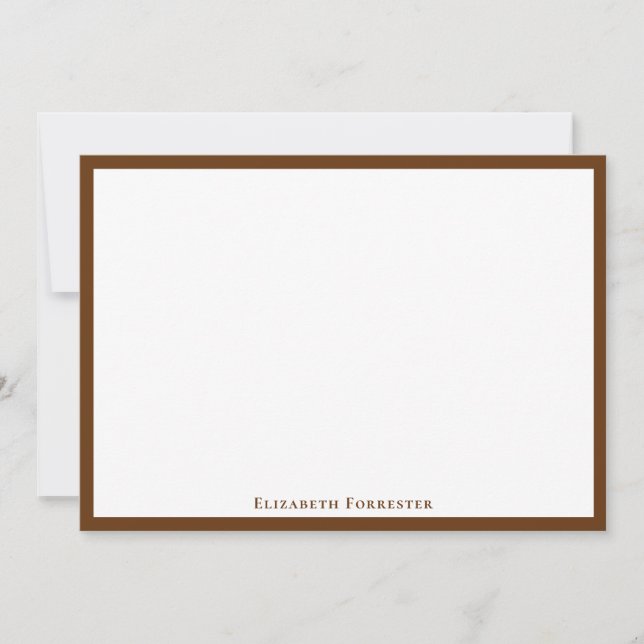 Karamellbraun, einfache Minimalistische Grenznotiz Mitteilungskarte (Vorderseite)