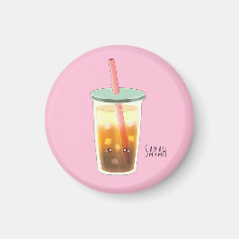 Karamelleis-Kaffee mit cremefarbenem Magnet