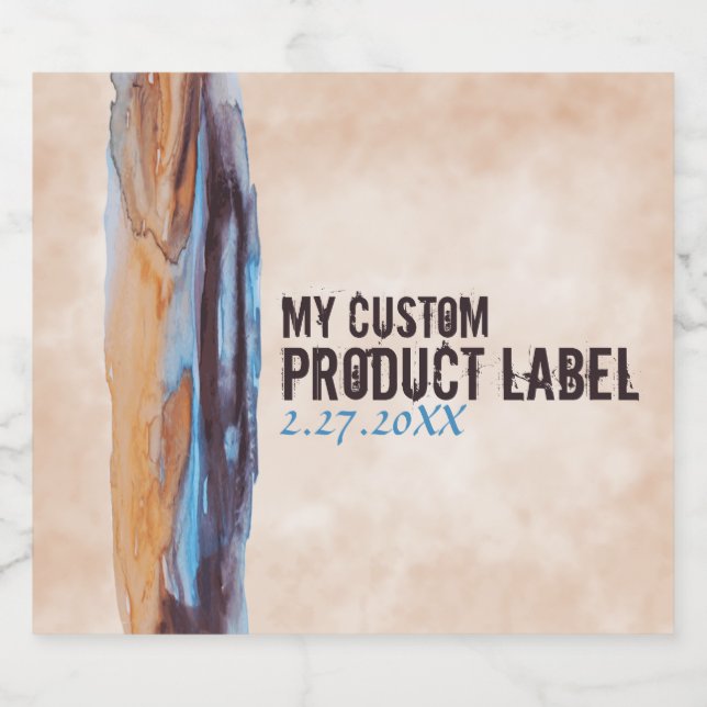 Karamelll & Blue Brush-Stroke-Produktkennzeichnung Bierflaschenetikett (Einzelnes Label)