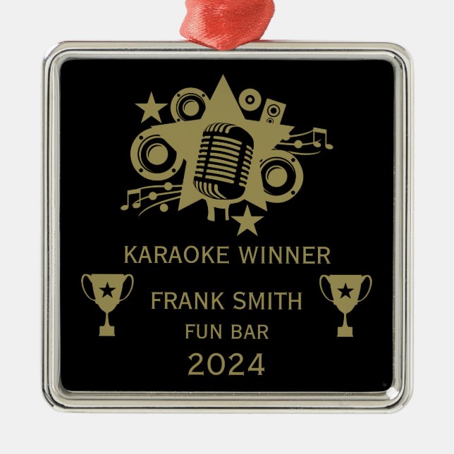 Karaoke-Gewinner Ornament Aus Metall (Vorne)
