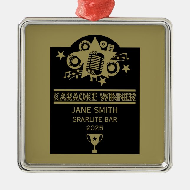 Karaoke-Gewinner Ornament Aus Metall (Vorne)