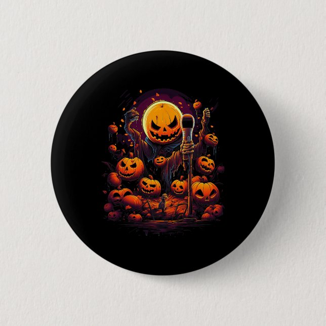 Karaoke Halloween Custom Graphic T-Shirts for Men  Button (Vorderseite)