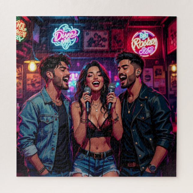 Karaoke in einer Bar Comic (Vertikal)