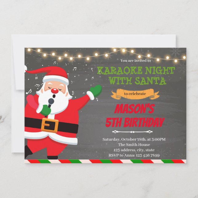Karaoke-Nacht mit Weihnachtsthema Einladung (Vorderseite)