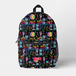 Karaoke Neon Glow Singendes Musikparty Mädchen Bedruckter Rucksack