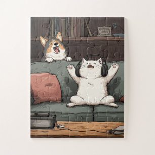 Karaoke Night - Cat & Corgi Puzzle