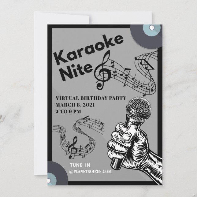 Karaoke Nite Birthday Einladungskarte (Vorderseite)
