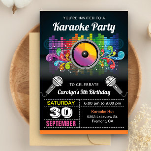 Karaoke Party   Farbige Musik - Einladung zum Gebu
