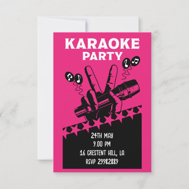 Karaoke Party Invite RSVP Karte (Vorderseite)