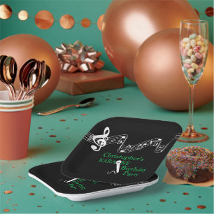 Karaoke Party Musikalisches Mikrofon Grün Pappteller