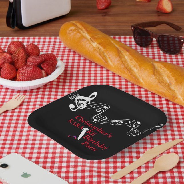 Karaoke Party Musikalisches Schuhmikrofon Rot Pappteller (Picknick)