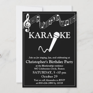 Karaoke Party Musikalisches Schuhmikrofon Schwarz- Einladung