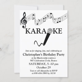 Karaoke Party Musikalisches Schuhmikrofon Schwarz- Einladung
