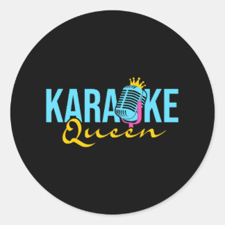 Karaoke Queen Microphone Gesangsmusik Lover Runder Aufkleber