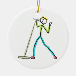 Karaoke Singing Stickman Keramik Ornament